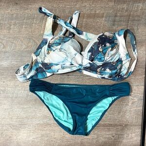 Elegant Blue Marble Women's Bikini Set